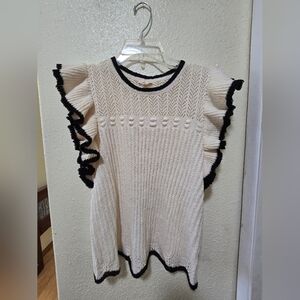 JODIFL Cream Knit Sweater with Black Accents